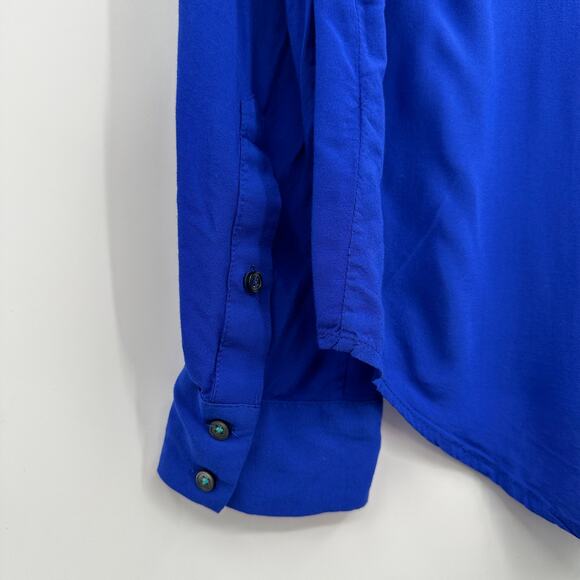 Anthropologie Maeve Islet Rayon‎ Button Down Shirt in Cobalt Blue Size XS - Picture 4 of 7